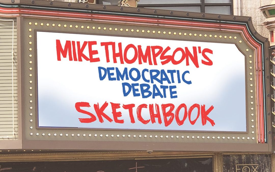 Mike Thompson&apos;s Detroit Democratic debate sketchbook